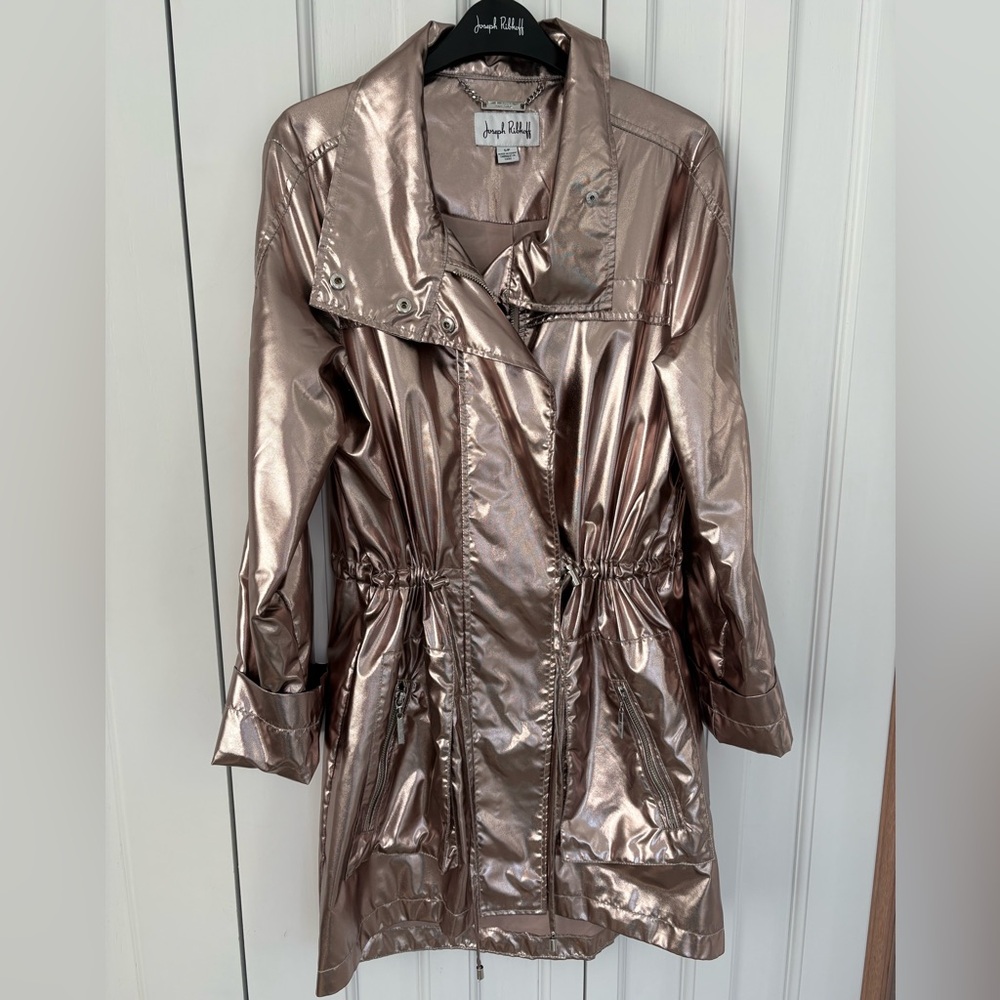 Joseph Ribkoff Shimmering Gold Bronze Trench Coat. Sz S